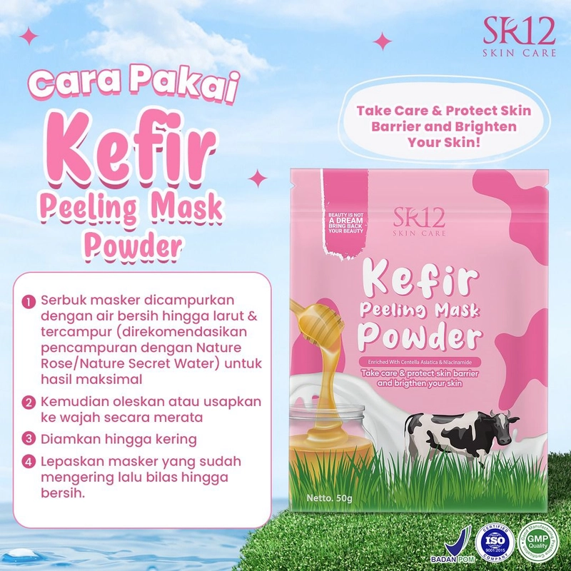 Product image SR12 Kefir Peeling Mask Powder Mengeksfoliasi Sel Kulit Mati 50g Kefir Mask