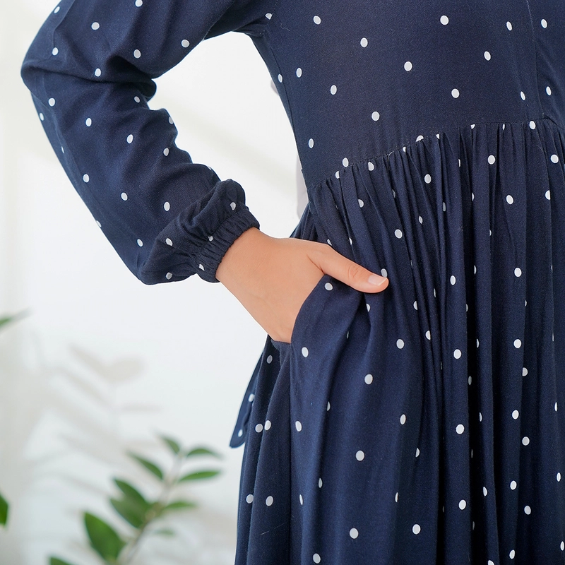 Product image Lusianasae - Yasmin dress Syari Muslimah warna NAVY bahan Rayon Viscose Premium Busui Friendly S NAVY