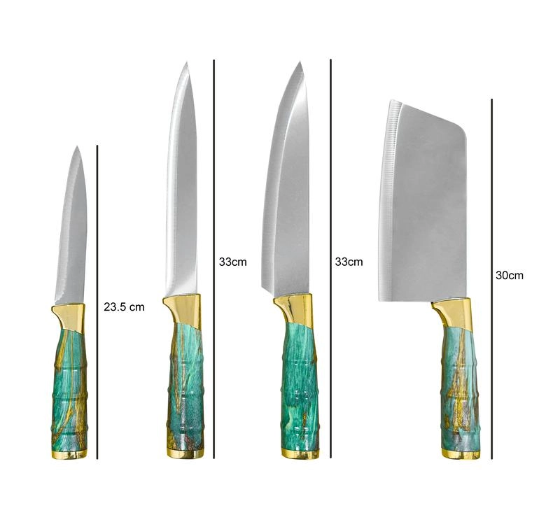 Product image Kitchen Knife Set Bambu 6 Pcs Pisau Dapur Set Isi 6 Pcs Stainless Steal Corak Bambu Pisau Set Bentuk Bambu