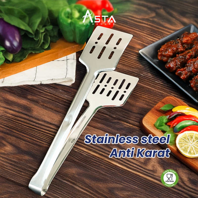Product image Asta Capitan Makanan Tahan Panas Jepitan Daging Steak Ikan Bakar Food Grade Stainless Steel 30 cm Varian ASFO-01