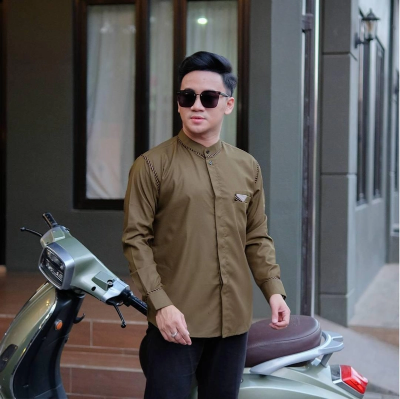 Product image Kois Batik - Baju koko muslim pria dewasa baru motif gading keren simpel xl gading army