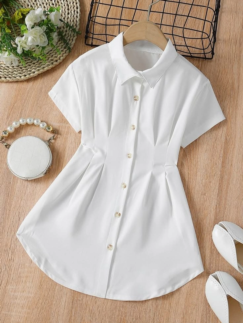 Product image Sseolshop - Sofia kemeja atasan wanita warna putih lengan pendek modis bahan sabrina lembut adem L Bw