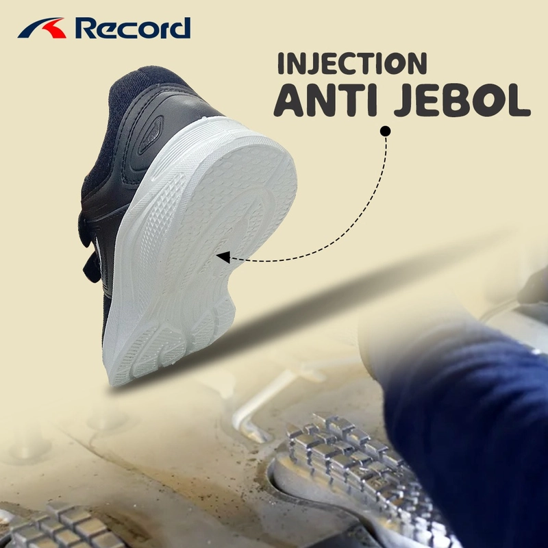 Product image RECORD HAWK SEPATU ANAK TK-SMP 4-13 TAHUN PEREKAT FULL BLACK HITAM PUTIH SEKOLAH 30-37 COWOK/CEWEK 30(20,5CM) 5-5,5 THN HITAM