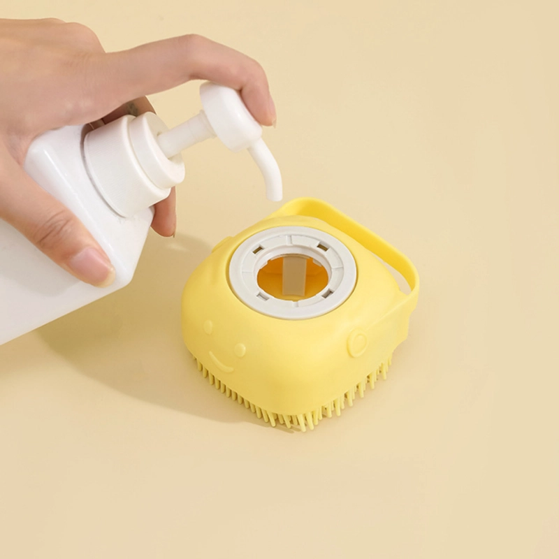 Product image KAMJE Spons Sponge Badan Sikat Mandi Silikon Lembut Shower Brush Dengan Dispenser Tempat Refil Sabun KMJ132 KUNING