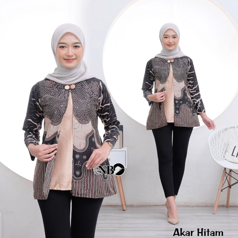 Product image Ks muslim fashion - Baju Batik Kerja Wanita Blouse Terbaru Motif Akar M Blouse akar hitam
