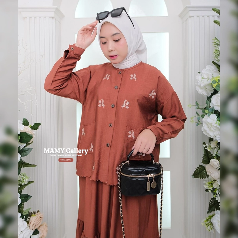 Product image [CUCI GUDANG] Baju Setelan Rok Wanita Anara Set Rok Bordir Premium Look All Size Terracotta