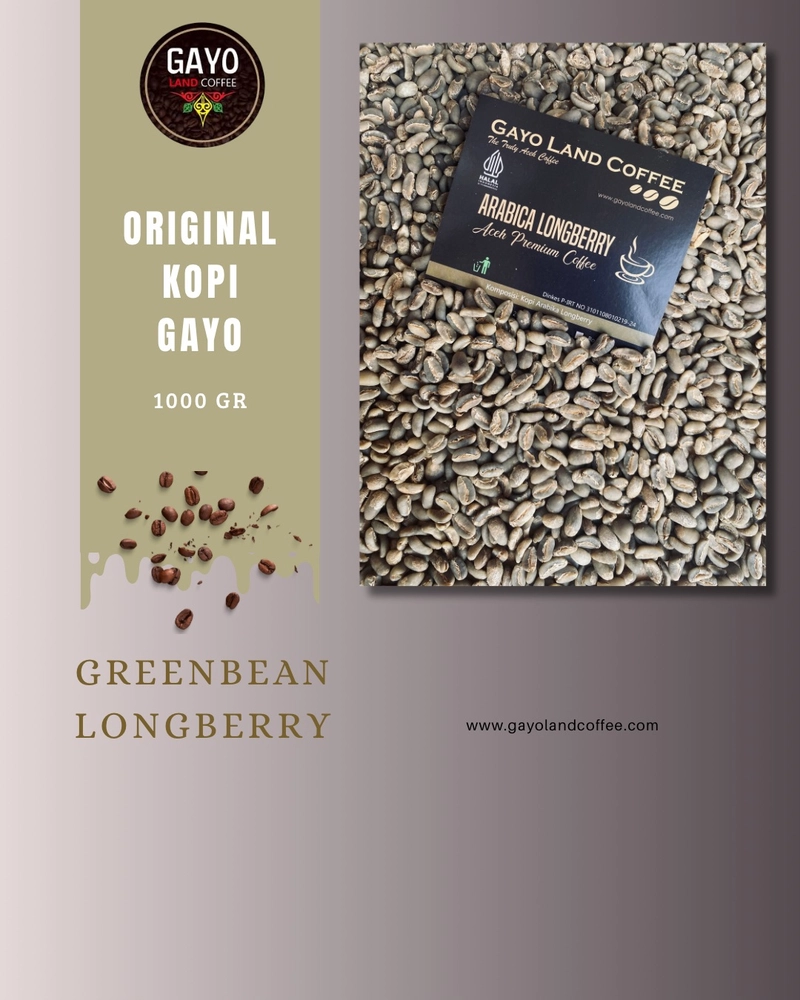 Product image Gayoland Coffee - Kopi Arabika Greenbean Longberry Aceh Gayo 500Gr Hitam