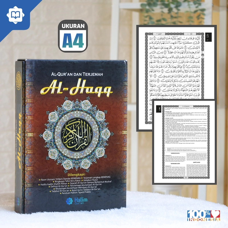 Product image Halim Quran - QURAN TERJEMAH FITUR LENGKAP AL-HAQQ UKURAN BESAR A4 HARD COVER DENGAN BOX A4 Merah