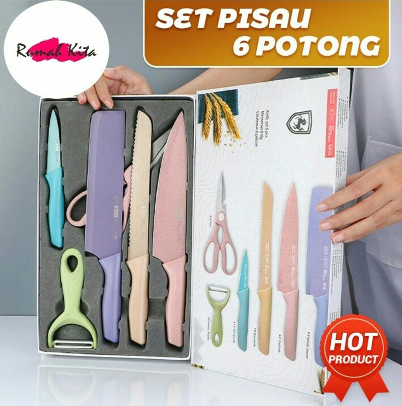 Product image Rumahkita - BEST SELLER PISAU DAPUR STAINLESS 1 SET ISI 6 PCS 1000 gr 1 SET