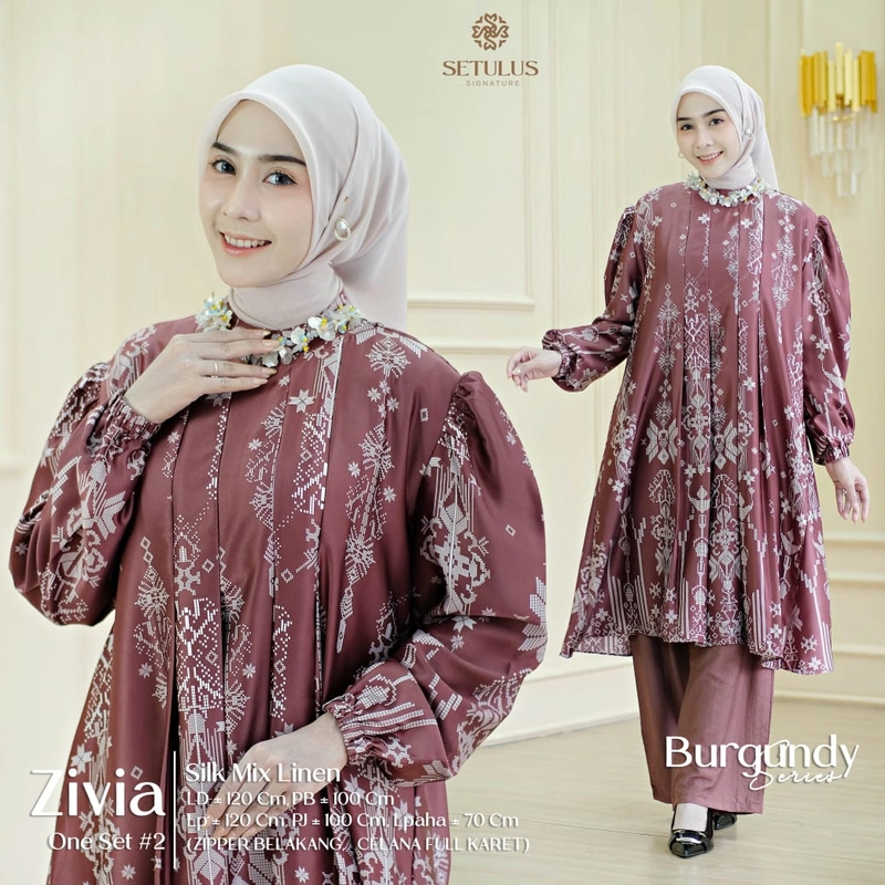Product image Griya Busanaku Solo - Zivia #2 setelan perempuan original brand All Size Burgundy