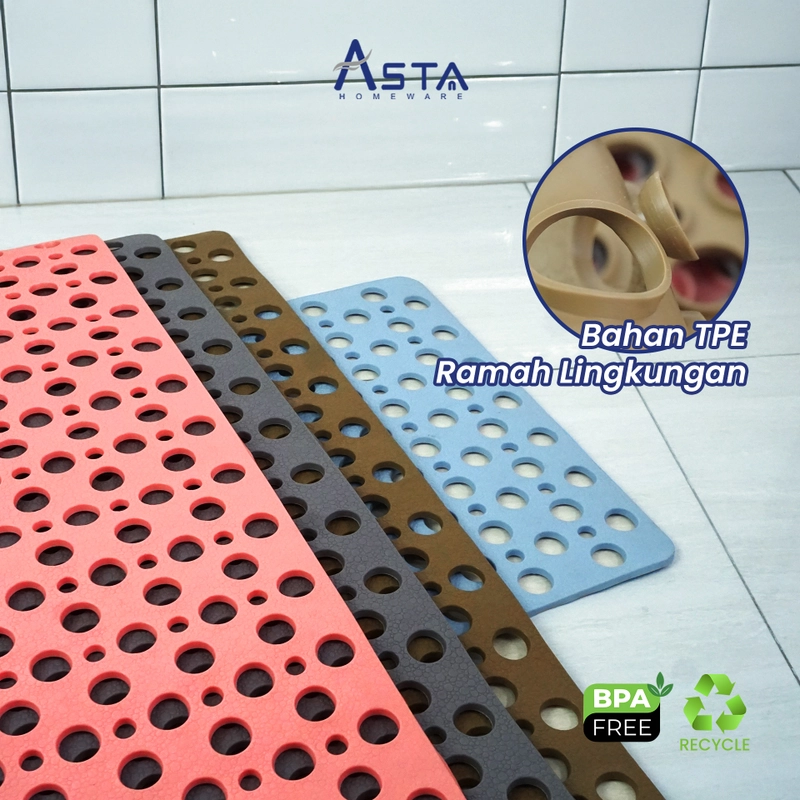Product image Asta Homeware Official - Asta Keset Kamar Mandi Anti Slip Motif Pori Bath Mat 70x38 cm Alas Kamar Mandi Anti Licin TPE Tebal Color Pink