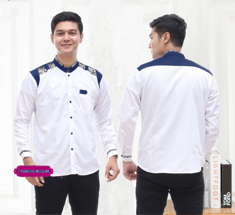 Product image Kois Batik - Baju koko Pria Dewasa lengan panjang banyak Varian pilihan M Putih biru