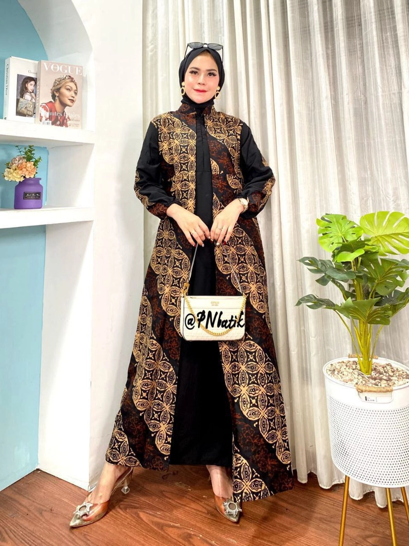 Product image Batik Alfin - Gamis batik muslim gamis wanita cantik model terbaru ada 4 motif pilihan Allsize Gamis muslim 2