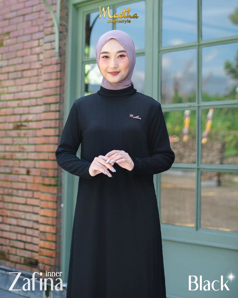Product image Maetha - Inner Dress Knit Lengan Panjang Basic Zafina Series S Black
