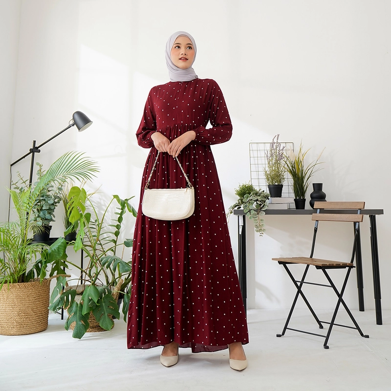 Product image Lusianasae - Yasmin dress Syari Muslimah warna MAROON bahan Rayon Viscose Premium Busui Friendly S MAROON
