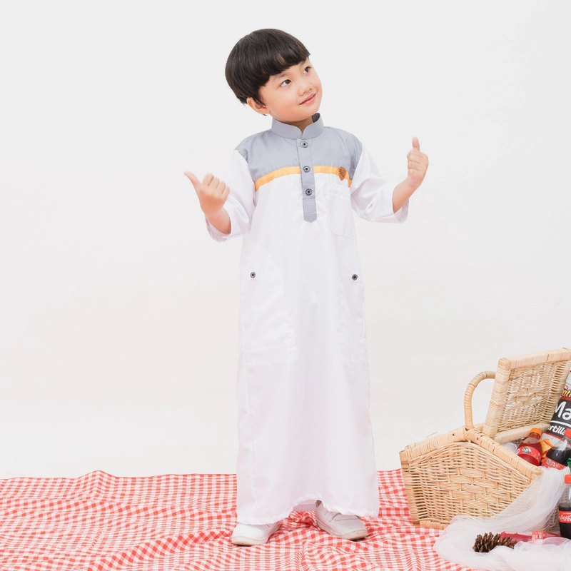 Product image Kawan Muslim - Jubah Gamis Anak Laki Laki Mix Warna (KM2) Usia 1-14 Tahun Lengan 3/4 1&2 Tahun PUTIH