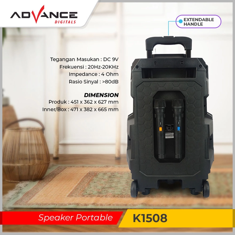Product image Advance Digitals Indonesia - Speaker K-1508 Meeting Bluetooth Salon Ukuran 15 Inch + 2 Mic Wireless - Default