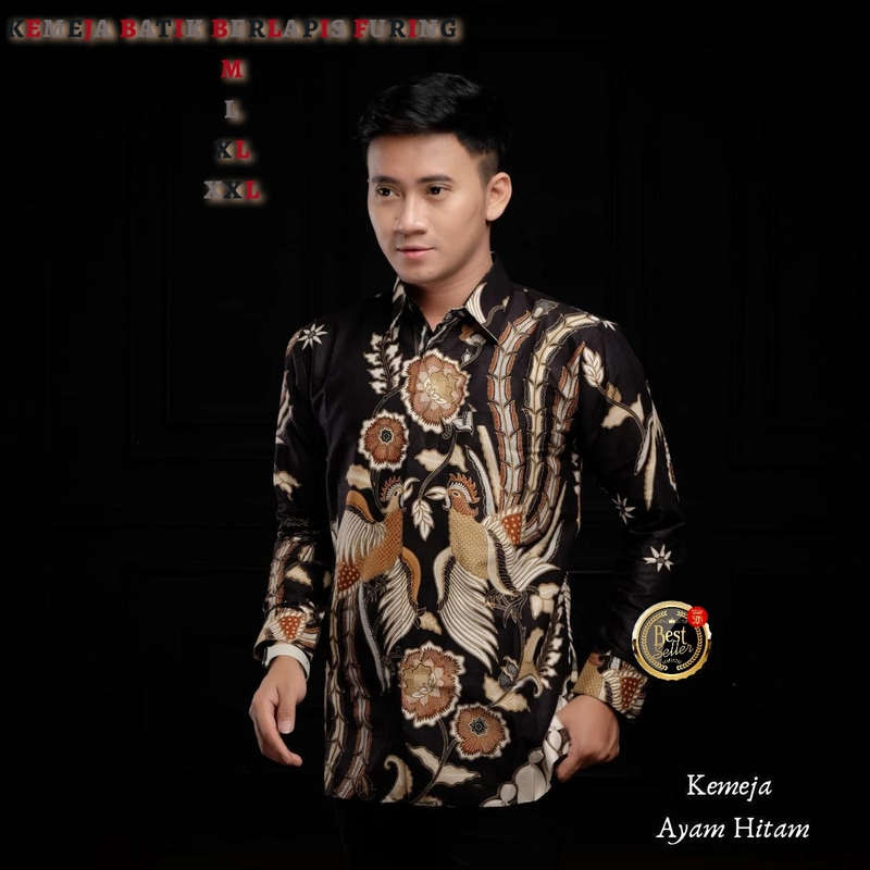 Product image Ks muslim fashion - Kemeja Batik Pria Dewasa Ada Lapisan Furing nya Motif ayam hitam M Kemeja ayam hitam