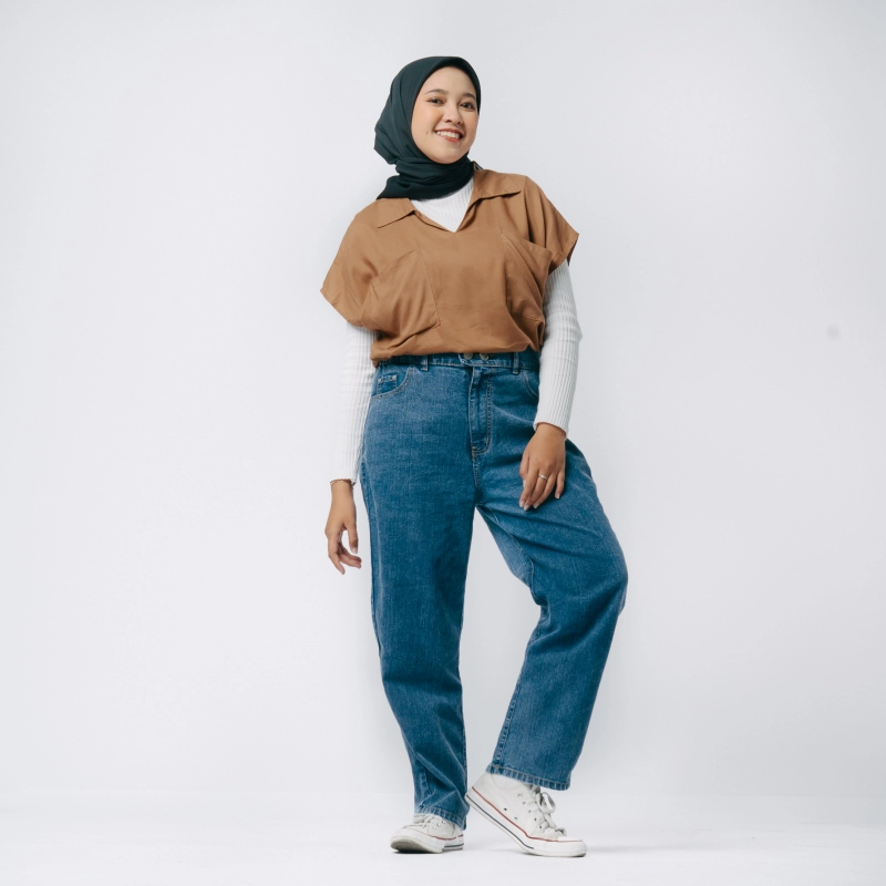 Product image MKY Clothing - BOYFRIEND TAPERED JEANS WANITA BIRU S (26) MIUU02-BLU Biru