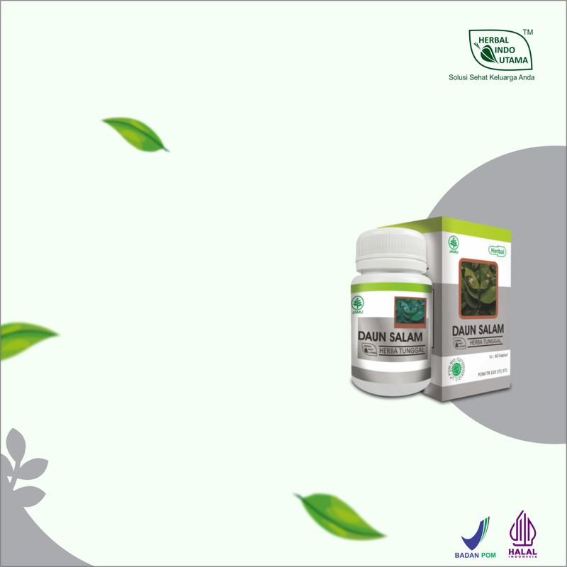 Product image Herbal Indo Utama - Daun Salam Herbal Indo Utama Obat Kolesterol Darah Tinggi Asam Urat isi 60 Kaps 1 Botol 60 Kapsul DAUN SALAM