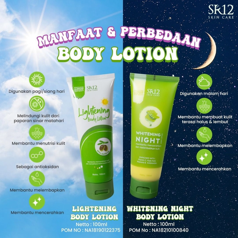Product image SR12 Body Lotion Siang Malam Mencerahkan Kulit 100 ml Lotion Day