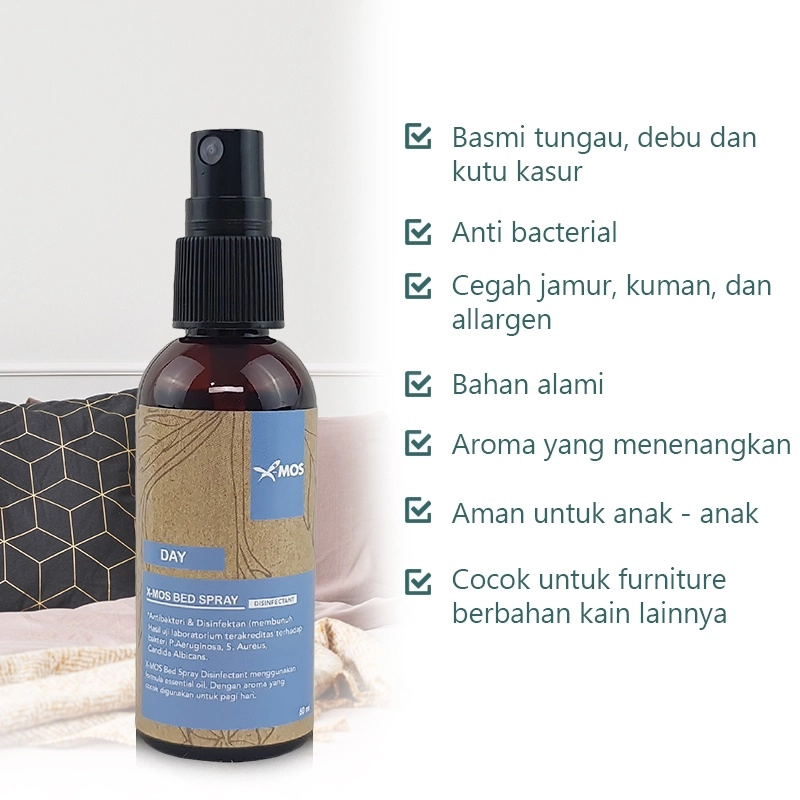 Product image X-MOS Natural Bed Spray - Anti Bacterial 60ml Day