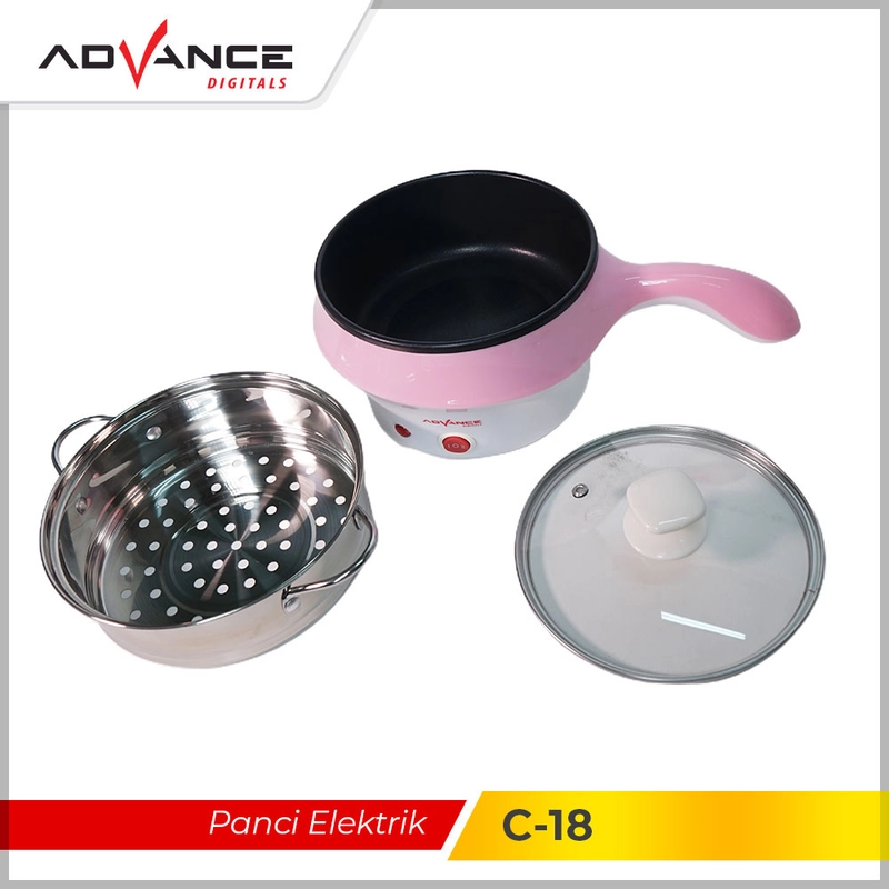 Product image Advance Digitals Indonesia - Panci Listrik Multifungi C-18 Warmer Steamer Cooker 1,5 Liter Pink