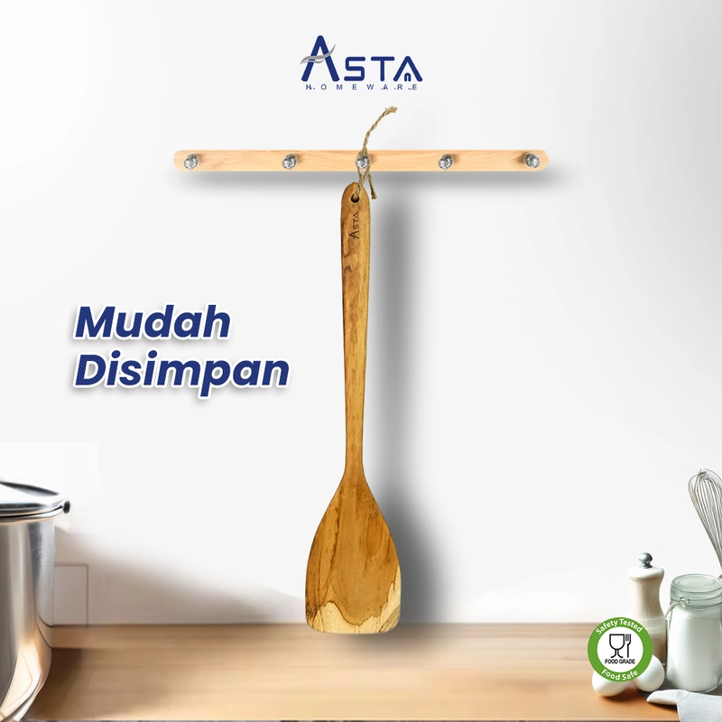 Product image Asta Homeware Official - Asta Spatula Kayu Jati Sodet / Sutil Goreng Gagang Panjang Anti Panas 40 cm Size Spatula Jati