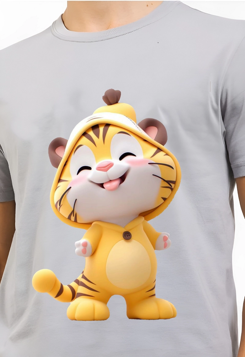 Product image astro - Kaos Pria Gambar 3Dimensi Yellow Tiger M ABU