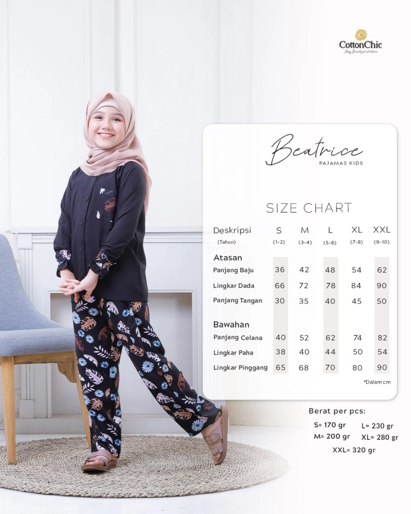Product image Yasmeera Official - Piyama Beatrice Anak S BLACK