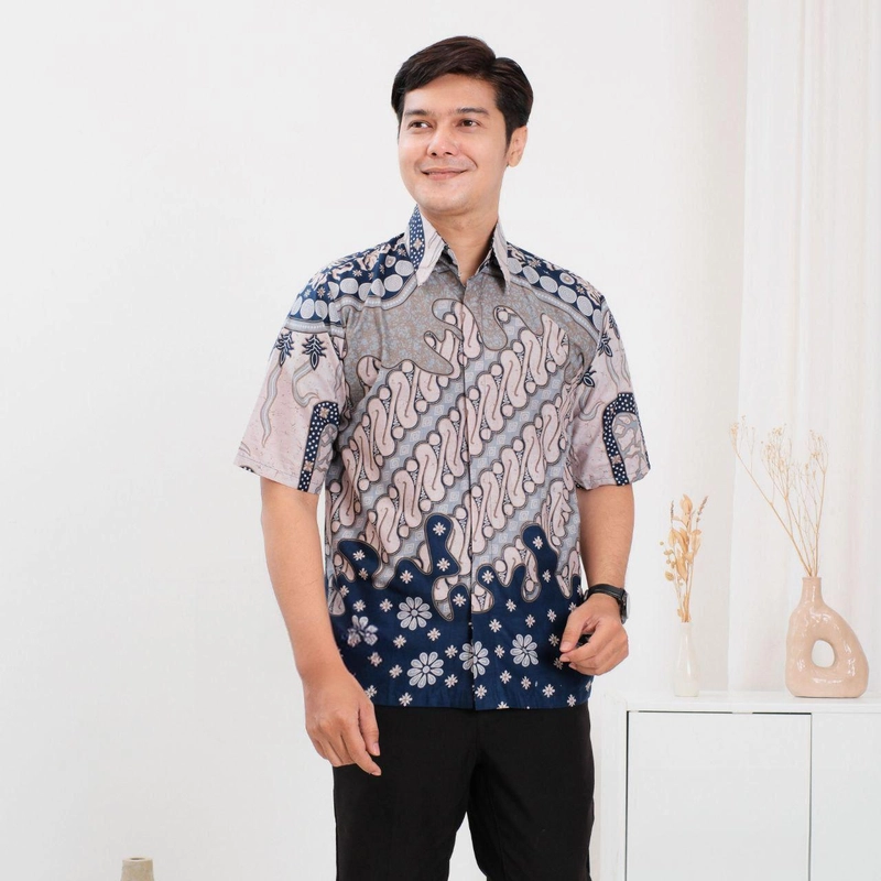 Product image Kois Batik - Batik coupel semi tunik dan hem coupel terbaru new motif aaceh navy XL Hem aceh navy