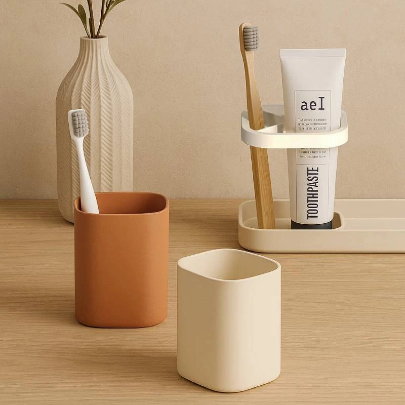 Product image Synnove - Tempat Sikat Gigi Estetik Toothbrush Holder Gelas Rak Sikat Gigi Tempat Peralatan Mandi Mandi Odol Reguler Japandi