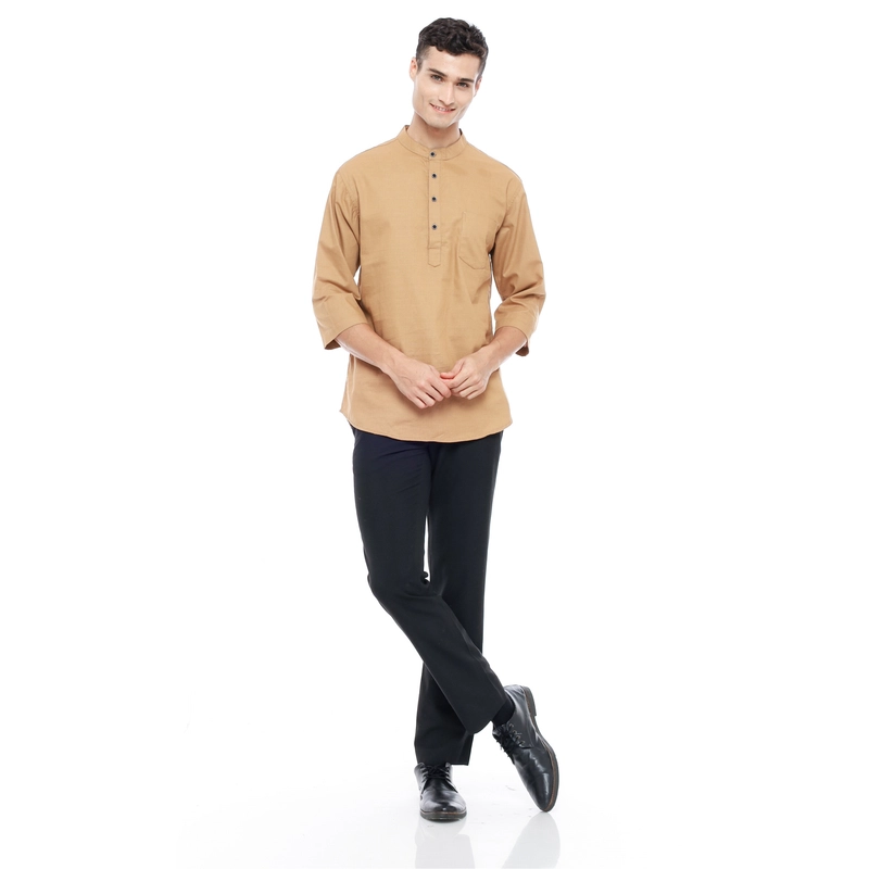 Product image MALLVOSE - Kemeja Pria Lengan 3/4 MV03 Kasual Brown Premium Dewasa M BROWN