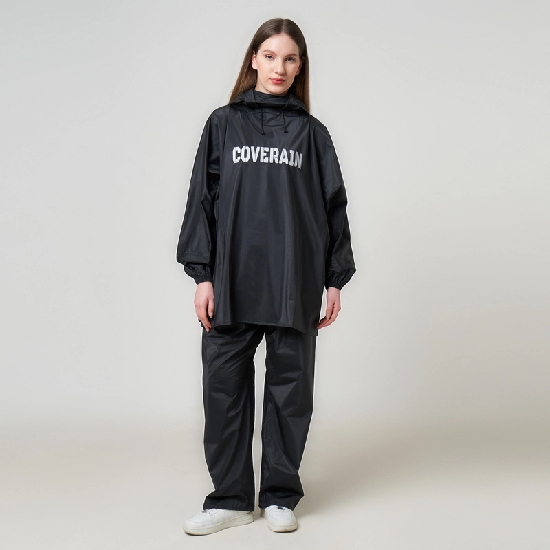 Product image Coverain - Coverain Jas Hujan Hoodie Premium Tebal Elastis Standar Hitam