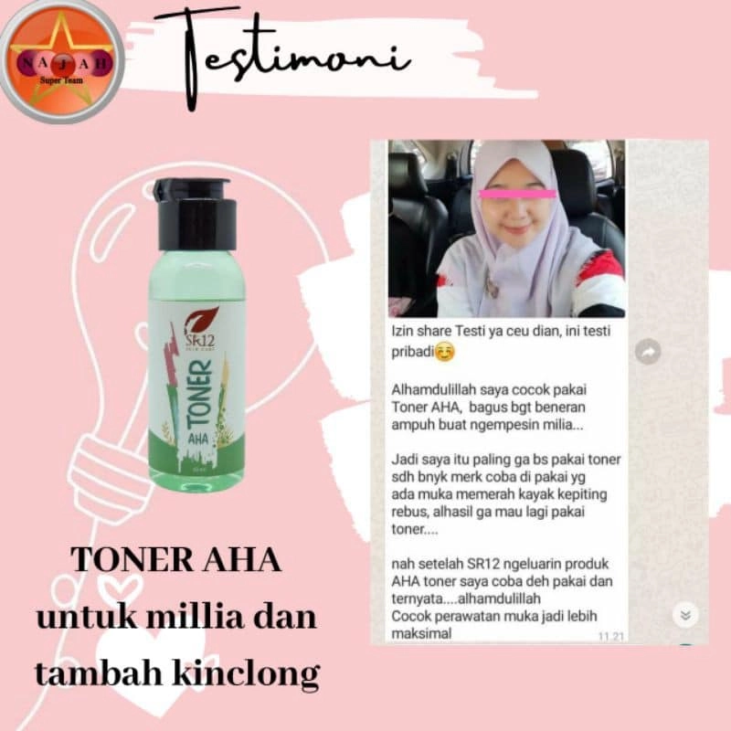 Product image SR12 Toner AHA Toner Eksfoliasi Kulit Kering Dan Memudarkan Flek Hitam 60 ml Toner AHA