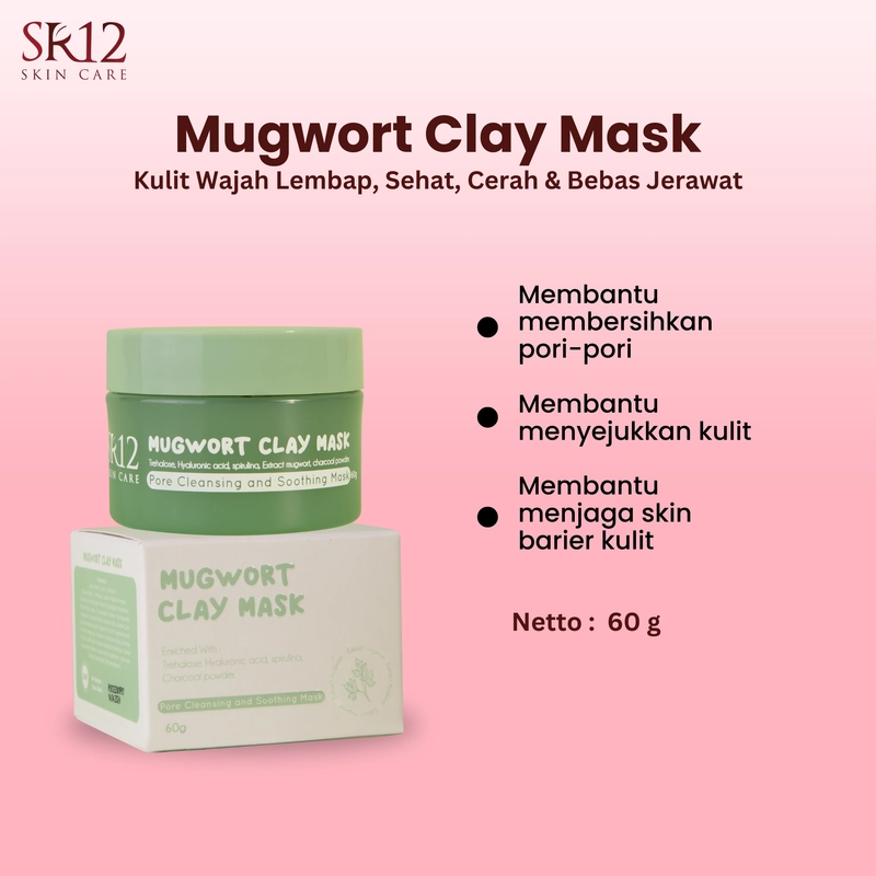 Product image SR12 Indonesia - Mugwort Clay Mask Bersihkan Pori Angkat Komedo Tanpa Sakit 60gr Mugwort