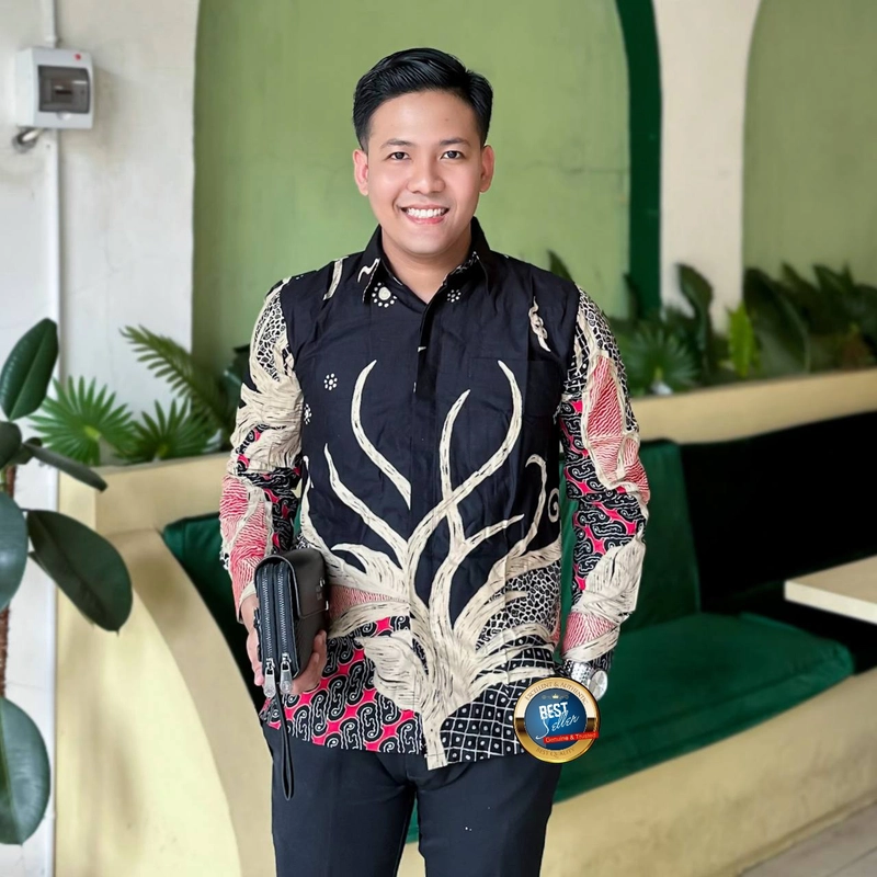 Product image Ks muslim fashion - Baju Kerja Batik Couplen Kemeja Dan Tunik Bisa dipisah Motif nada hitam M Kemja nada hitam