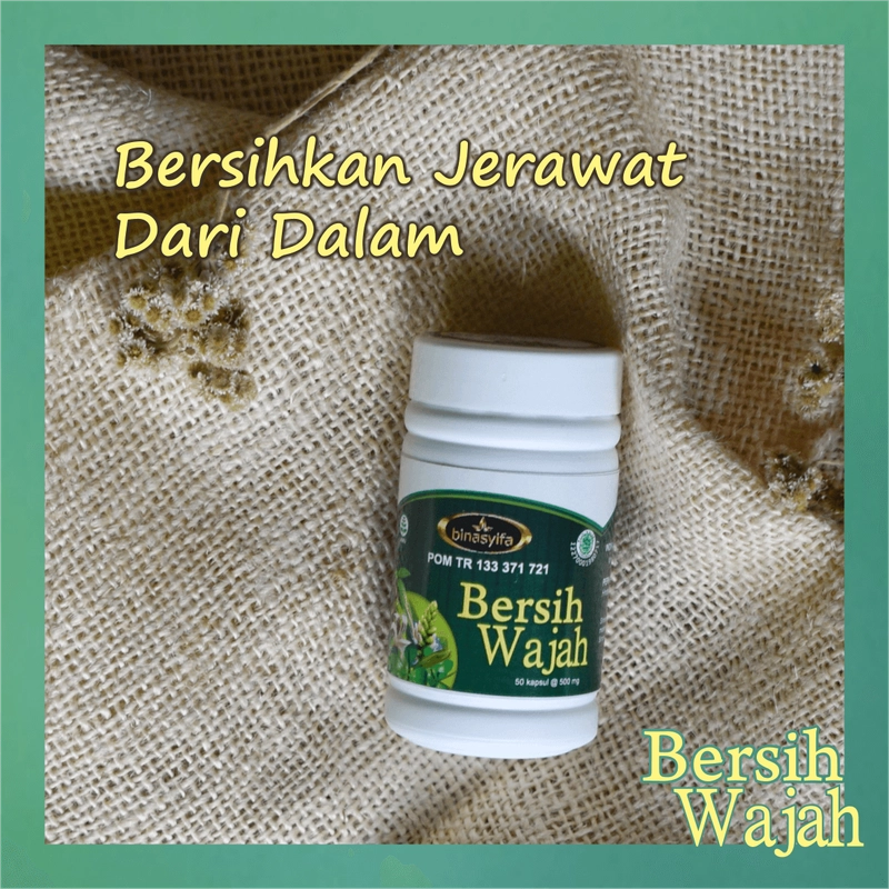 Product image BERSIH WAJAH BPOM Obat Jerawat dan Penghilang Bekas Jerawat Batu Obat Gatal Kulit Binasyifa Herbal 50 kapsul rasa jamu