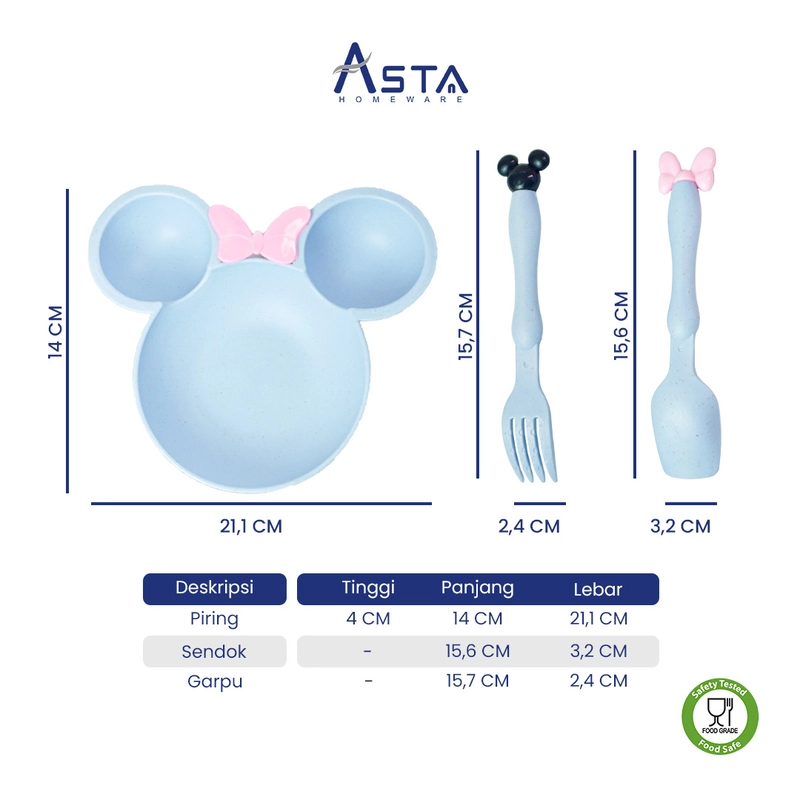 Product image Asta Alat Makan Anak Karakter Bahan Jerami Warna Beige