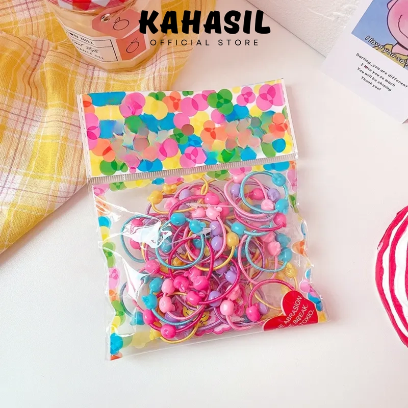 Product image KAHASIL - ISI 50PCS Ikat Kunciran Iket Rambut Wanita Anak Elastis Mutiara Aksesoris Fashion SR003 all variant all variant