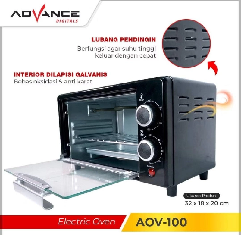 Product image Rizki Electronics - Advance Electric Oven (Oven Listrik ) AOV-100 9 Liter hitam