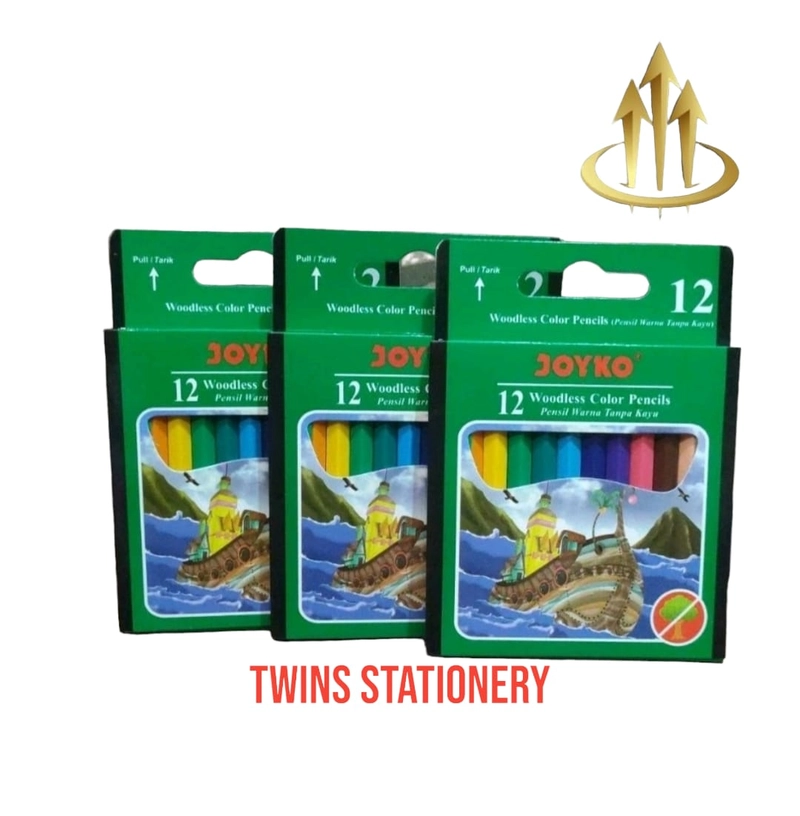 Product image TWINS STATIONERY - JOYKO Pensil Warna 12 Warna BOX ISI 12 PENDEK RANDOM