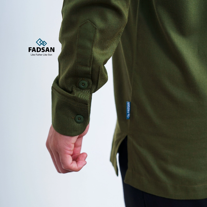 Product image FADSAN - Baju Koko Polos Lengan Panjang Ayah Anak Warna Moss - Veezy Seeries SIZE ANAK S VEEZY MOSS