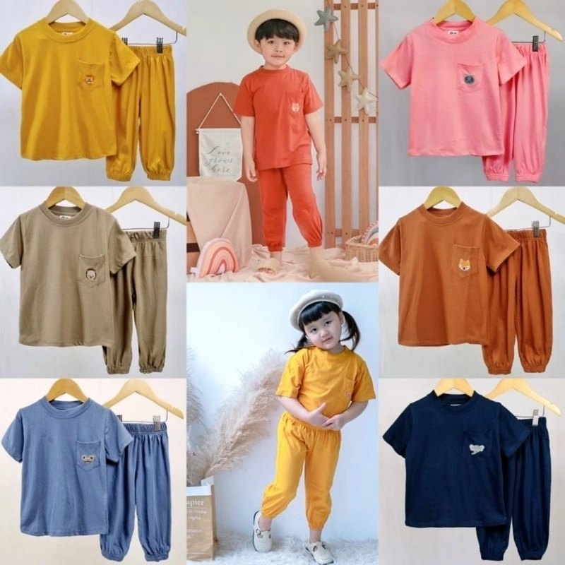 Product image Smilee - Ji-Soo Setelan Kaos Anak Katun Unisex Lelaki Perempuan 1 Brown