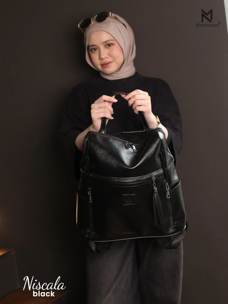 Product image Moonzaya - NISCALA BAG BY MOONZAYA TAS RANSEL WANITA RANSEL LAPTOP RANSEL BESAR RANSEL SEKOLAH NISCALA BLACK