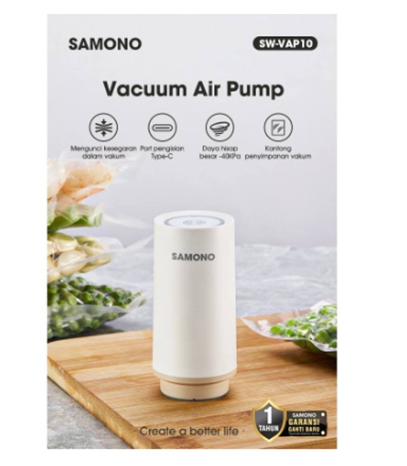 Product image UTAMAMEGA - Samono SW-VAP10 Vacuum Sealer Air Pump Mesin Pompa Vakum Plastik Makanan Rechargable Type SW-VAP10