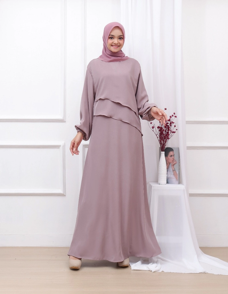 Product image Giat Makmur [TA] - Gamis Casenda Dua Susun Allszie Moka