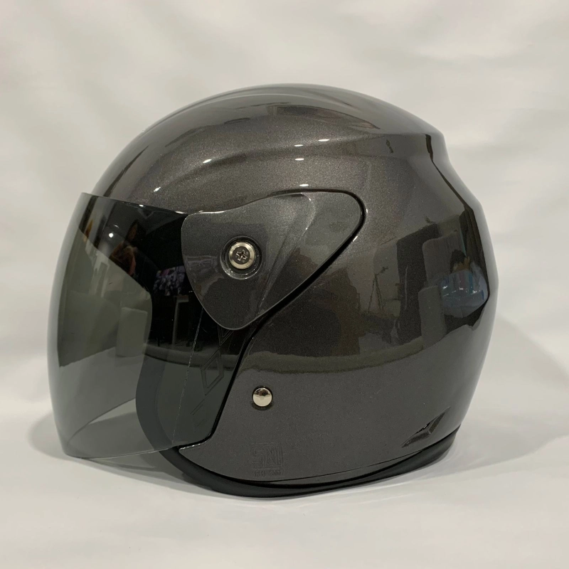Product image Helm Nuvo Abu Abu Glossy - Helm SNI - Helm Dewasa L Nuvo Abu Glossy
