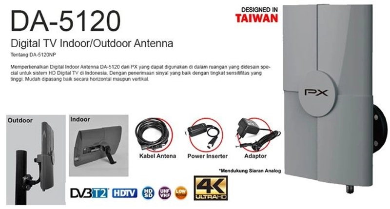 Product image UTAMAMEGA - Antena TV Digital Indoor - Outdoor PX DA5120 Dengan Booster Dan Power Inserter Type DA5120