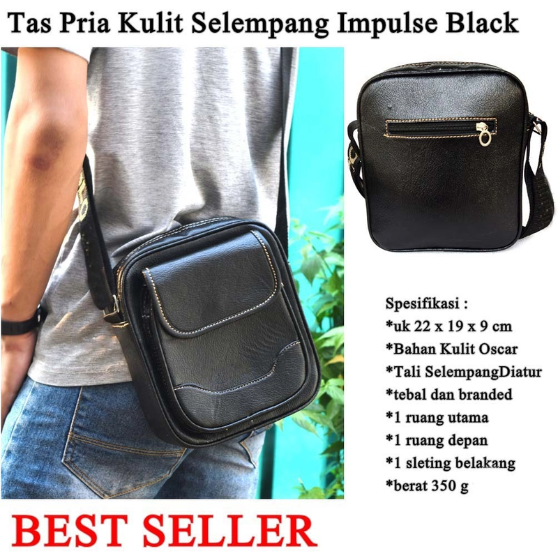 Product image Lanc Fashion - Tas selempang Simpel Kulit Oscar Pria Impulse Warna Hitam